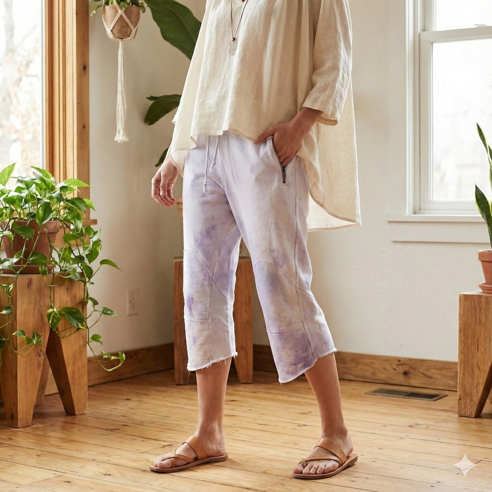 The People of the Labyrinths Tie Dye Sweatpants Size Small White Purple‎ Boho